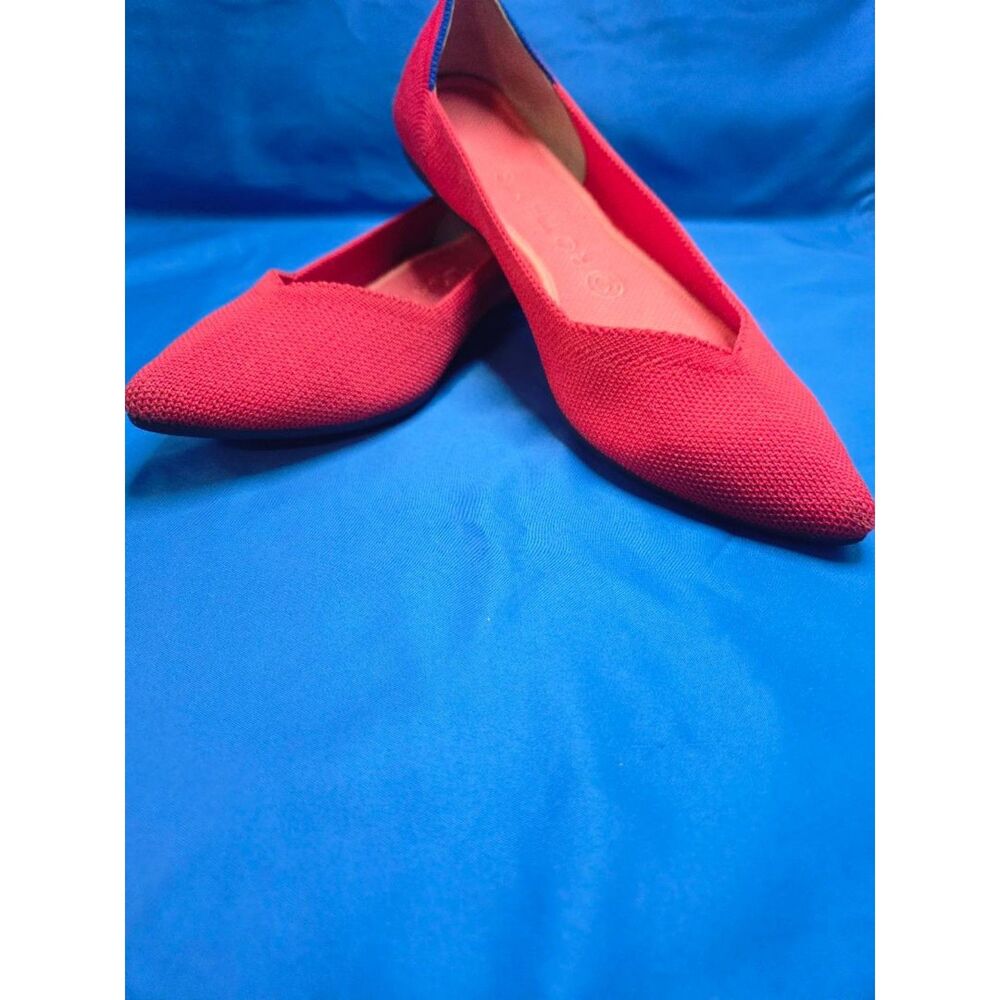 Rothy's The Point Red Pointed Toe Flats Loafers Knit Women's Shoes. Size 8